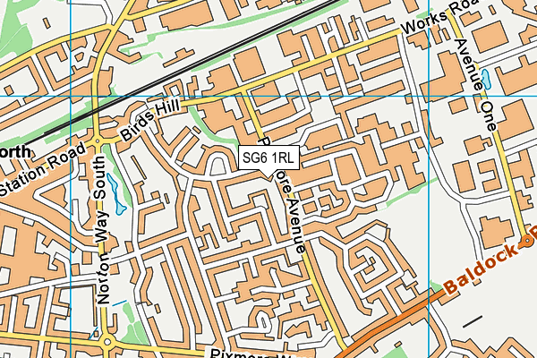 SG6 1RL map - OS VectorMap District (Ordnance Survey)