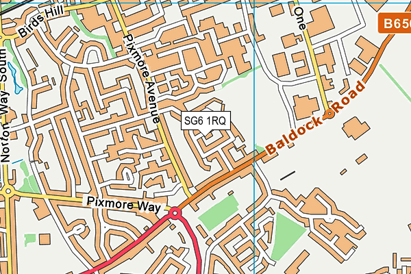 SG6 1RQ map - OS VectorMap District (Ordnance Survey)