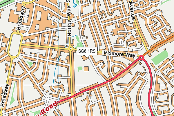 Pixmore Junior School map (SG6 1RS) - OS VectorMap District (Ordnance Survey)