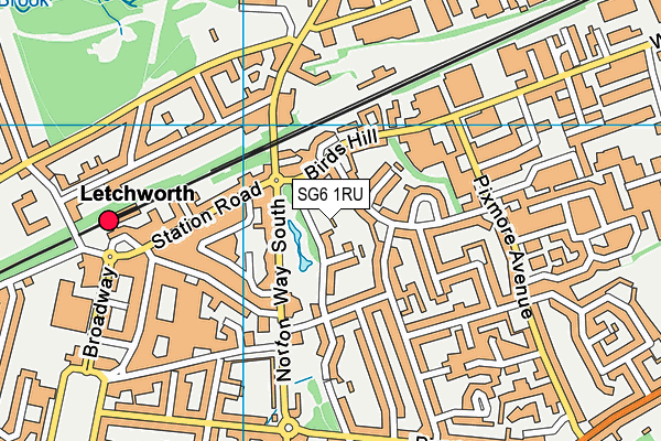 SG6 1RU map - OS VectorMap District (Ordnance Survey)