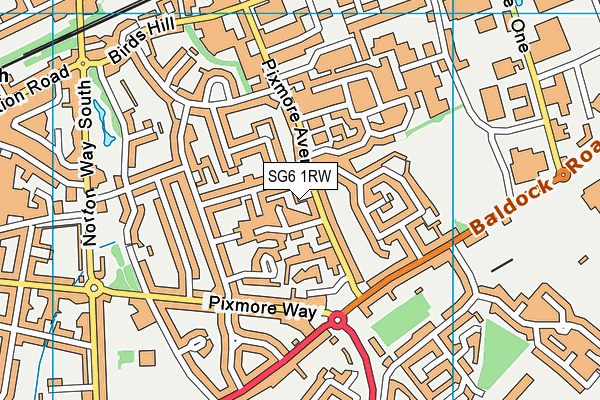 SG6 1RW map - OS VectorMap District (Ordnance Survey)