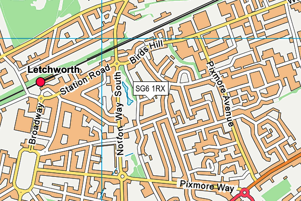 SG6 1RX map - OS VectorMap District (Ordnance Survey)