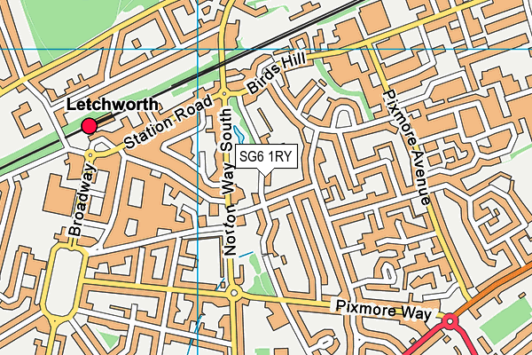 SG6 1RY map - OS VectorMap District (Ordnance Survey)