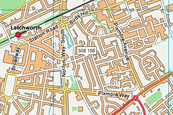SG6 1SB map - OS VectorMap District (Ordnance Survey)