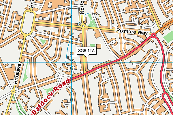 SG6 1TA map - OS VectorMap District (Ordnance Survey)