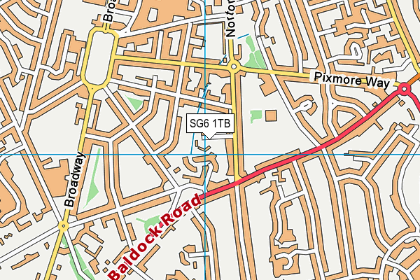 SG6 1TB map - OS VectorMap District (Ordnance Survey)