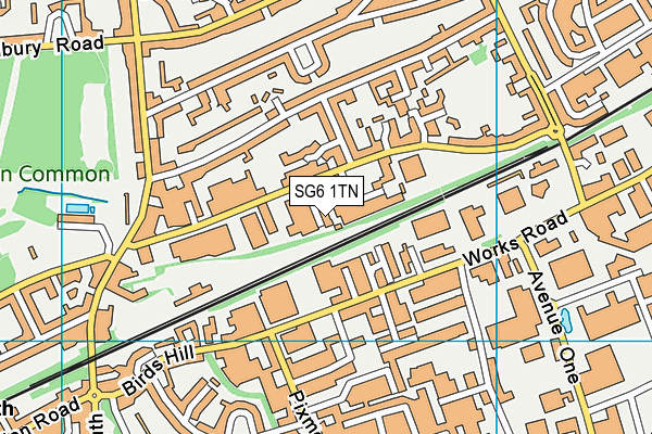 SG6 1TN map - OS VectorMap District (Ordnance Survey)