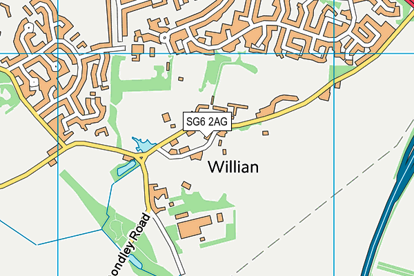 SG6 2AG map - OS VectorMap District (Ordnance Survey)