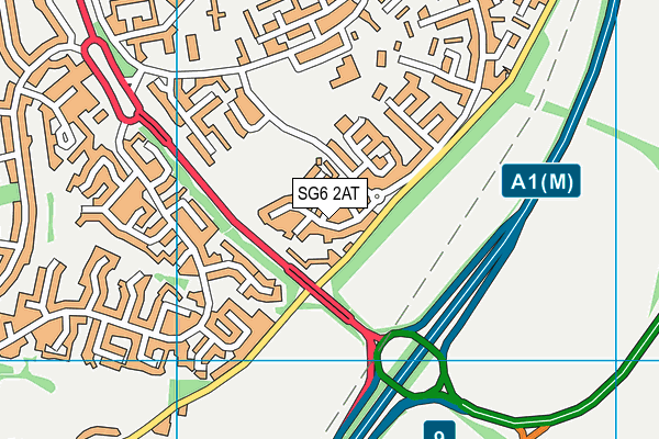 SG6 2AT map - OS VectorMap District (Ordnance Survey)