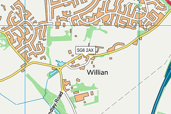 SG6 2AX map - OS VectorMap District (Ordnance Survey)