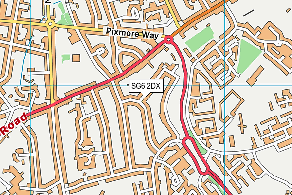 SG6 2DX map - OS VectorMap District (Ordnance Survey)