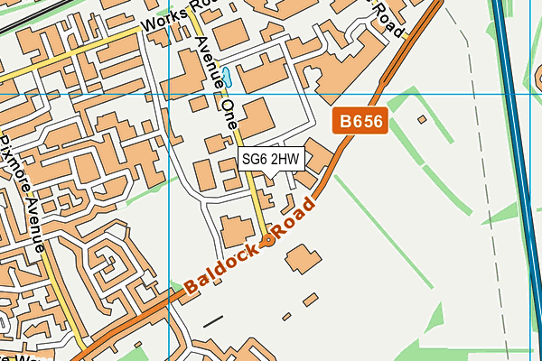 SG6 2HW map - OS VectorMap District (Ordnance Survey)