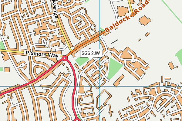 SG6 2JW map - OS VectorMap District (Ordnance Survey)