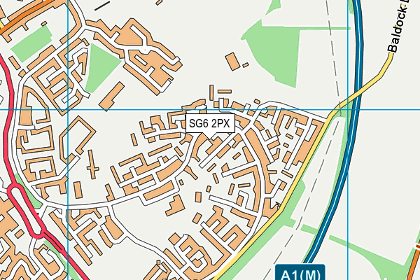 SG6 2PX map - OS VectorMap District (Ordnance Survey)