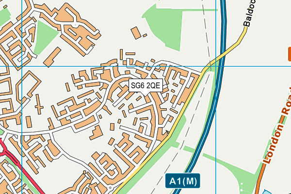 SG6 2QE map - OS VectorMap District (Ordnance Survey)
