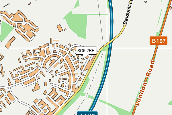 SG6 2RE map - OS VectorMap District (Ordnance Survey)