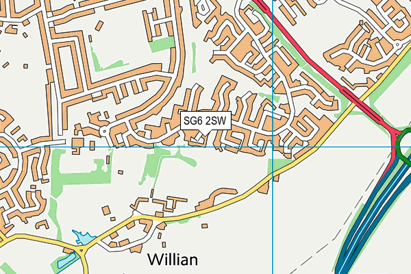 SG6 2SW map - OS VectorMap District (Ordnance Survey)