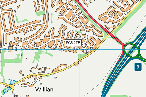 SG6 2TE map - OS VectorMap District (Ordnance Survey)