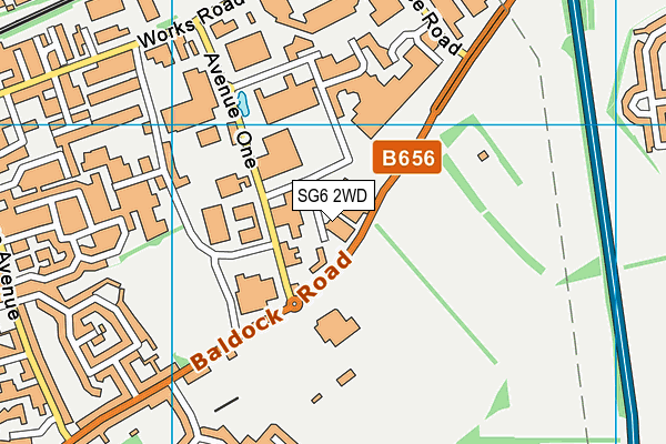SG6 2WD map - OS VectorMap District (Ordnance Survey)