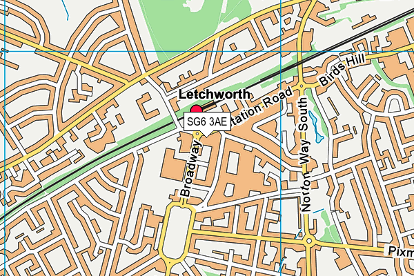 SG6 3AE map - OS VectorMap District (Ordnance Survey)