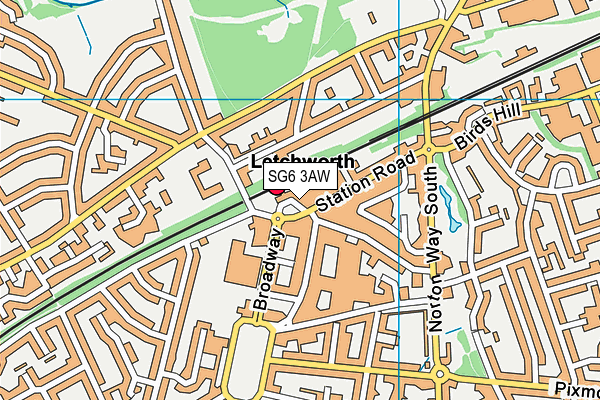 SG6 3AW map - OS VectorMap District (Ordnance Survey)