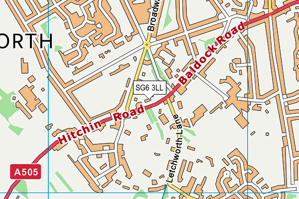 SG6 3LL map - OS VectorMap District (Ordnance Survey)