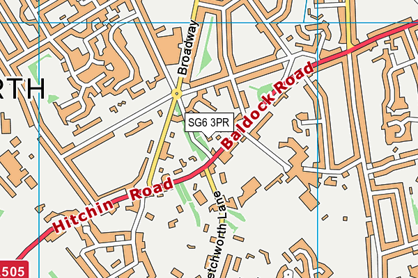 SG6 3PR map - OS VectorMap District (Ordnance Survey)