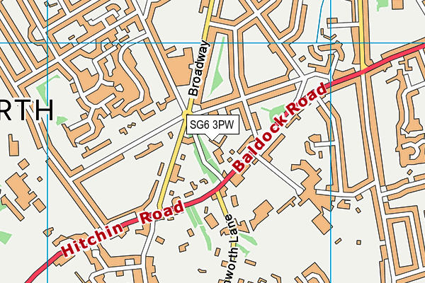 SG6 3PW map - OS VectorMap District (Ordnance Survey)