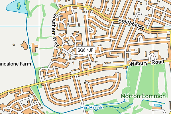 SG6 4JF map - OS VectorMap District (Ordnance Survey)