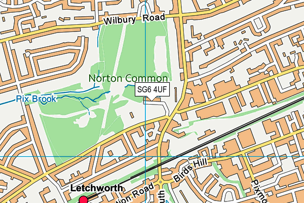Letchworth Outdoor Pool map (SG6 4UF) - OS VectorMap District (Ordnance Survey)