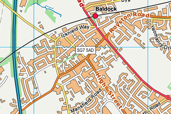 SG7 5AD map - OS VectorMap District (Ordnance Survey)