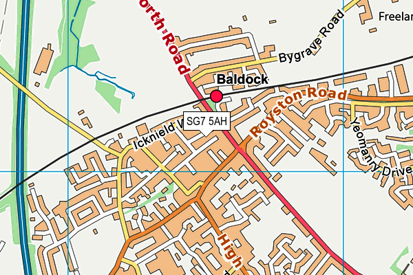 SG7 5AH map - OS VectorMap District (Ordnance Survey)