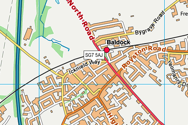 SG7 5AJ map - OS VectorMap District (Ordnance Survey)