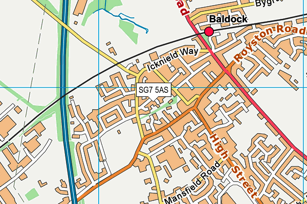 SG7 5AS map - OS VectorMap District (Ordnance Survey)