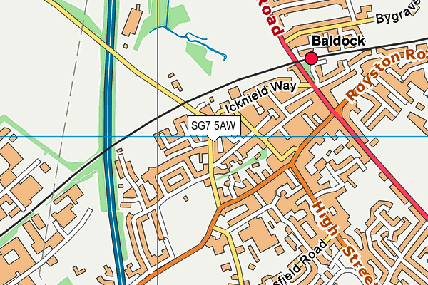 SG7 5AW map - OS VectorMap District (Ordnance Survey)