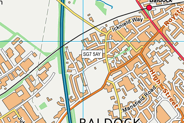 Baldock Town Cricket Club map (SG7 5AY) - OS VectorMap District (Ordnance Survey)