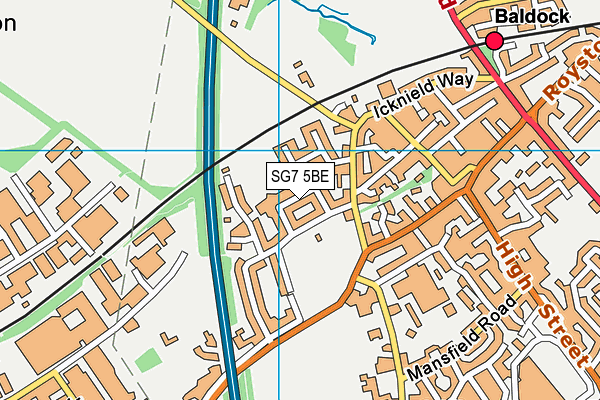 SG7 5BE map - OS VectorMap District (Ordnance Survey)