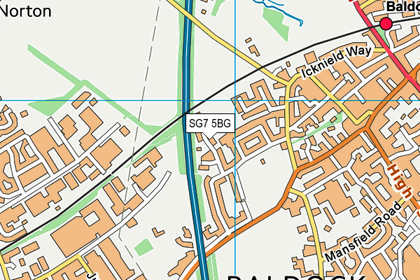 SG7 5BG map - OS VectorMap District (Ordnance Survey)