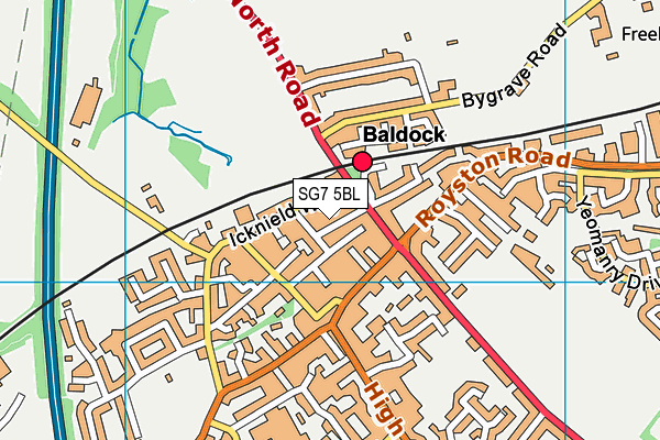 SG7 5BL map - OS VectorMap District (Ordnance Survey)