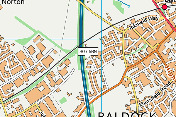 SG7 5BN map - OS VectorMap District (Ordnance Survey)
