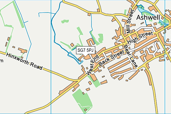 SG7 5PJ map - OS VectorMap District (Ordnance Survey)