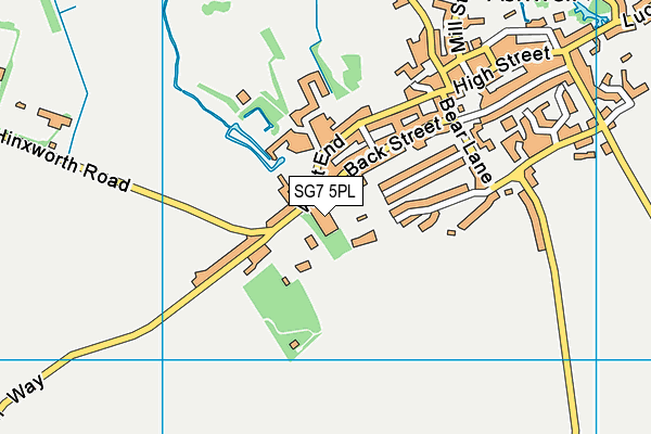 SG7 5PL map - OS VectorMap District (Ordnance Survey)