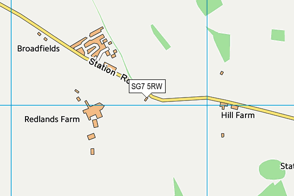 SG7 5RW map - OS VectorMap District (Ordnance Survey)