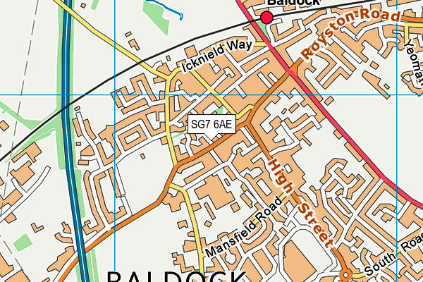 SG7 6AE map - OS VectorMap District (Ordnance Survey)