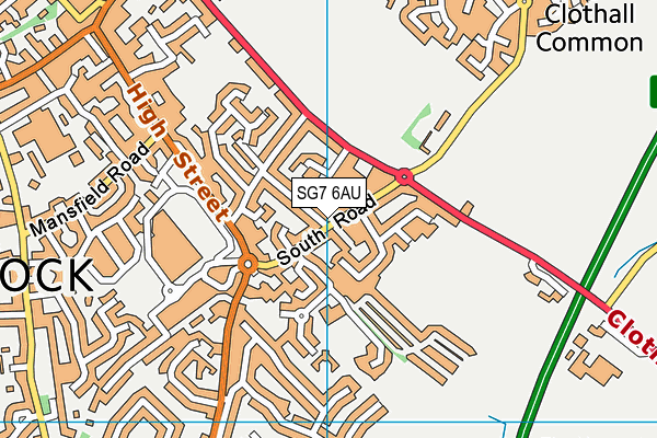 SG7 6AU map - OS VectorMap District (Ordnance Survey)