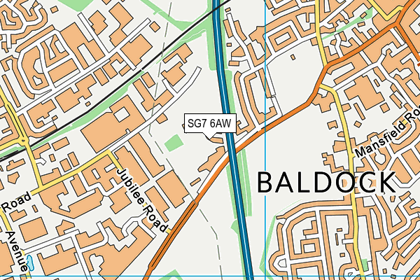 SG7 6AW map - OS VectorMap District (Ordnance Survey)