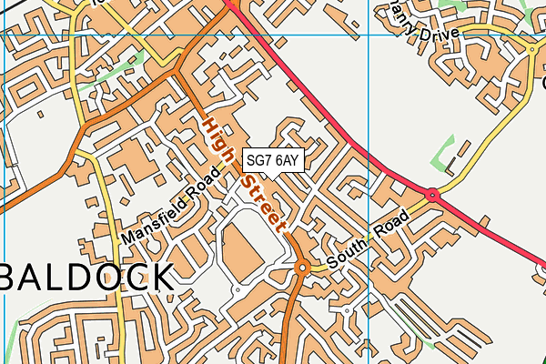 SG7 6AY map - OS VectorMap District (Ordnance Survey)