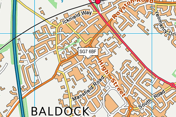 SG7 6BF map - OS VectorMap District (Ordnance Survey)