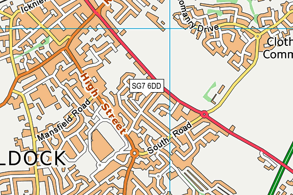 SG7 6DD map - OS VectorMap District (Ordnance Survey)