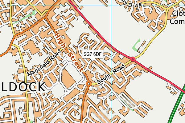 SG7 6DF map - OS VectorMap District (Ordnance Survey)